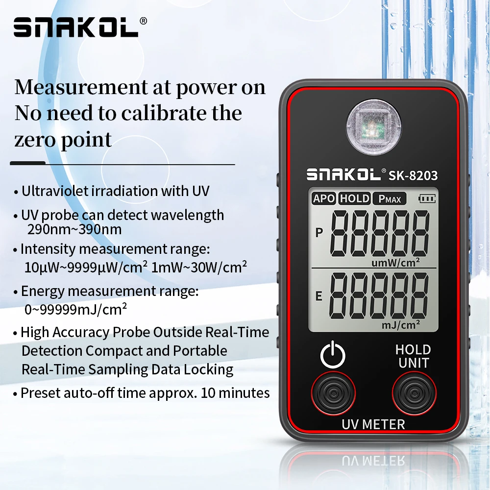 SNAKOL-iluminómetro Digital UV profesional, medidor ultravioleta, medición uvb, fotómetro portátil, Detector de uveómetro