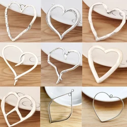 5 Pieces Tibetan Silver Large Hollow Heart Charms Pendants for DIY Necklace Jewellery Making Accessories 50x47mm