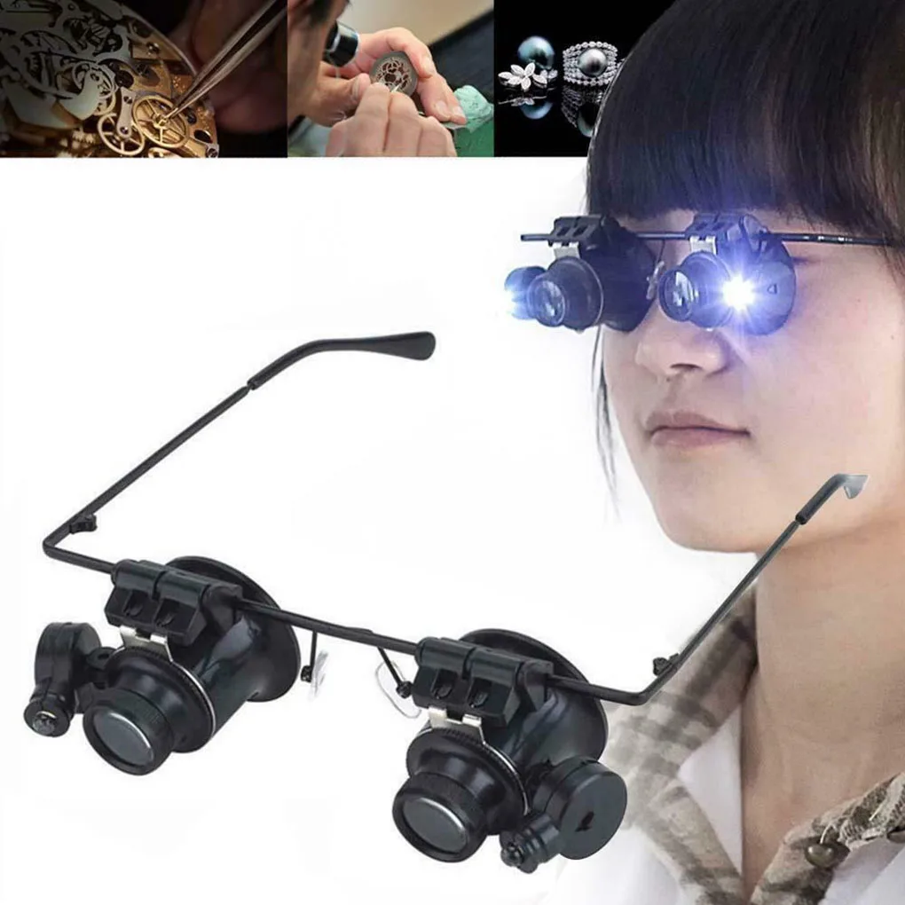 Head-mount Magnifier Glasses Jewelry Watch Repair Magnifying Glass 20x Zoom Observation Loupe