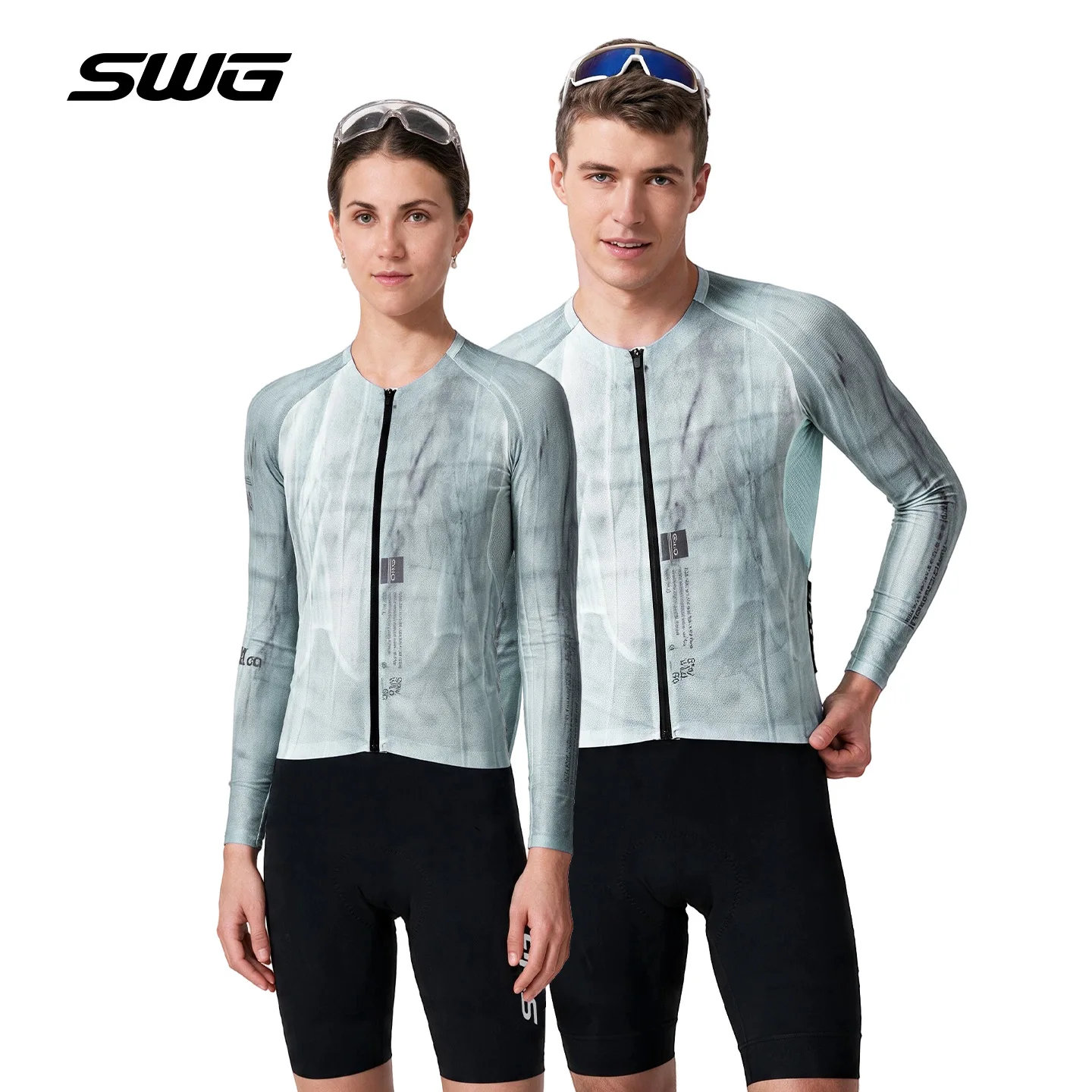 SWG Men Women Long Sleeve Cycling Jersey Breathable Quick Dry Bike Shirts YKK Zipper Back Pocket Bicycle Tops MTB Clothing