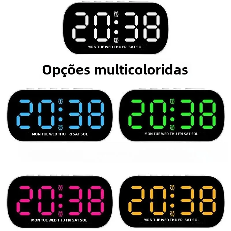 USB Powered Digital Alarm Clock Temperature Date Week Dual Alarm Night Mode Snooze Clock 5 Levels of Brightness 12/24H LED Clock