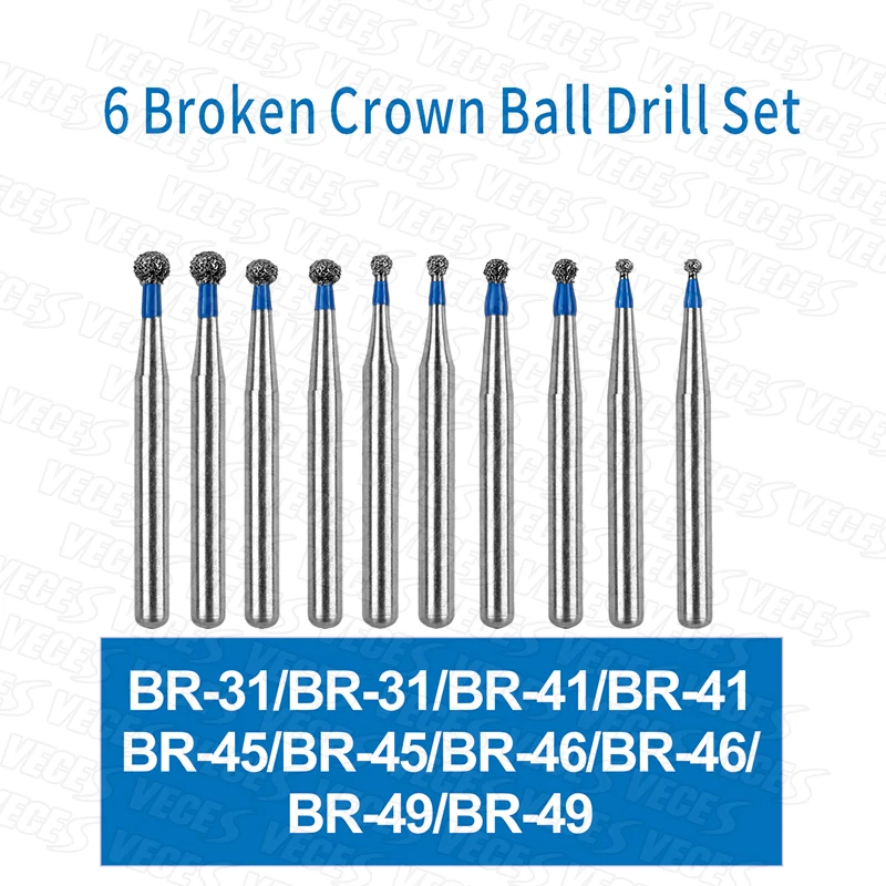 Dental Burs ผสมชุด FG Diamond Burs เจาะสําหรับ handpiece ความเร็วสูงเพชร Abrade Crown Cavity เตรียม 10 ชิ้น/กล่อง