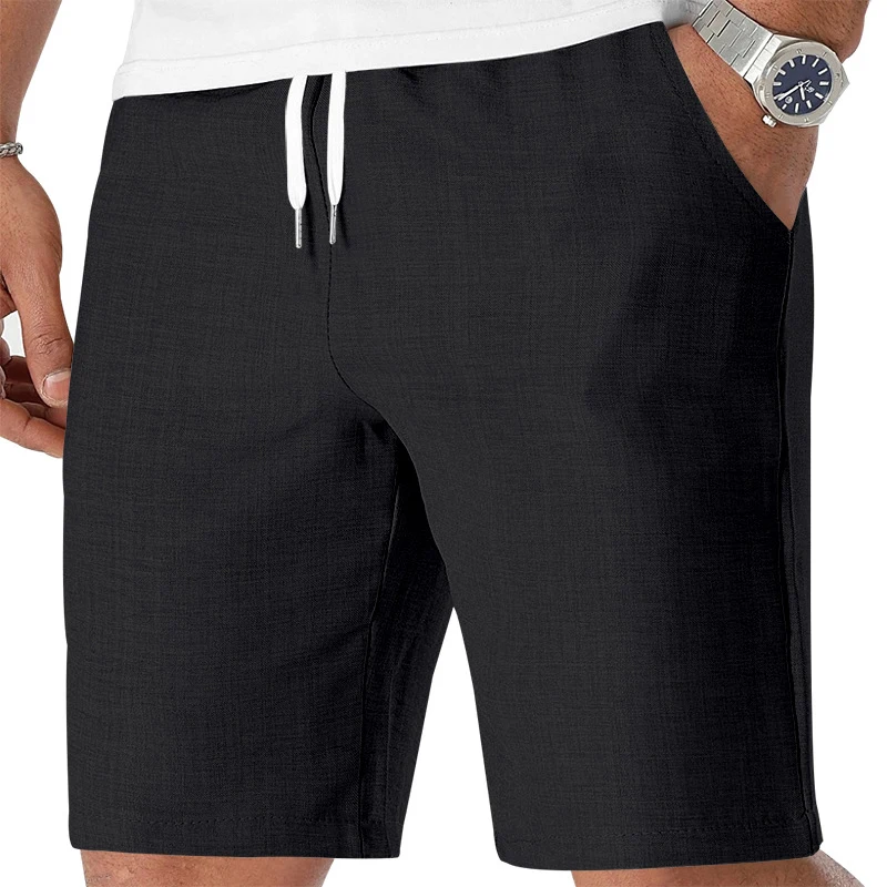 Men's Summer Linen-Look 5 Inch Shorts, Solid Loose Fit, Hawaiian Vacation Beach Sports Pants For Amazon EU US
