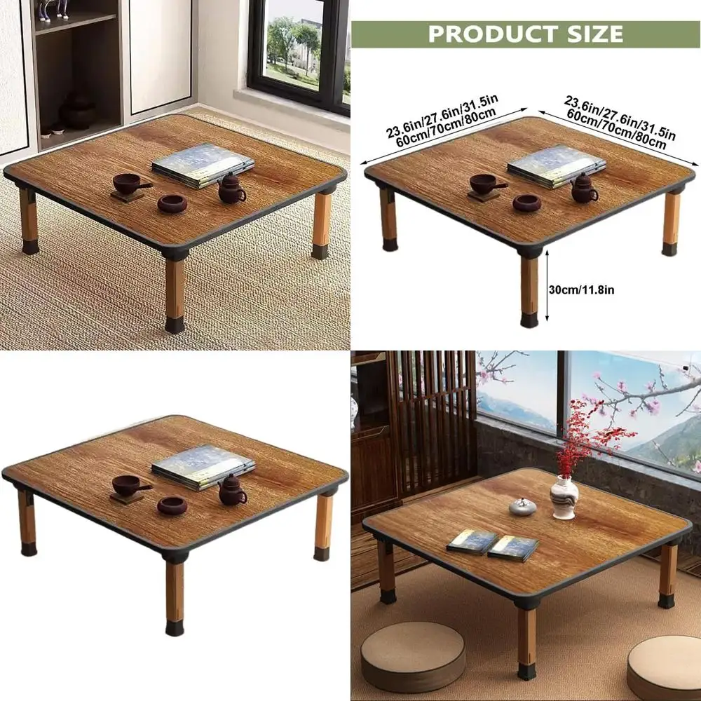 

Adjustable Square Wooden Folding Tea Table, Ideal for Floor Seating, Laptop Use, and Meditation (70 x 70cm)