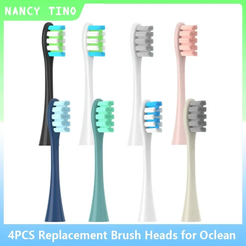 4PCS Vacuum Sealed Packed Replacement Brush Heads for Oclean X PRO/ Z1/ F1/ One/ Air 2 /SE Soft DuPont Deep Cleaning Nozzles