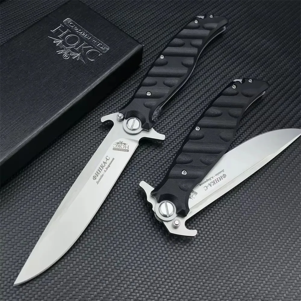 Russia HOKC Ball Bearing D2 Steel Blade G10 Handle Folding Knife EDC Tactical Rescue Multi Tool Portable Hunting Survival Knife