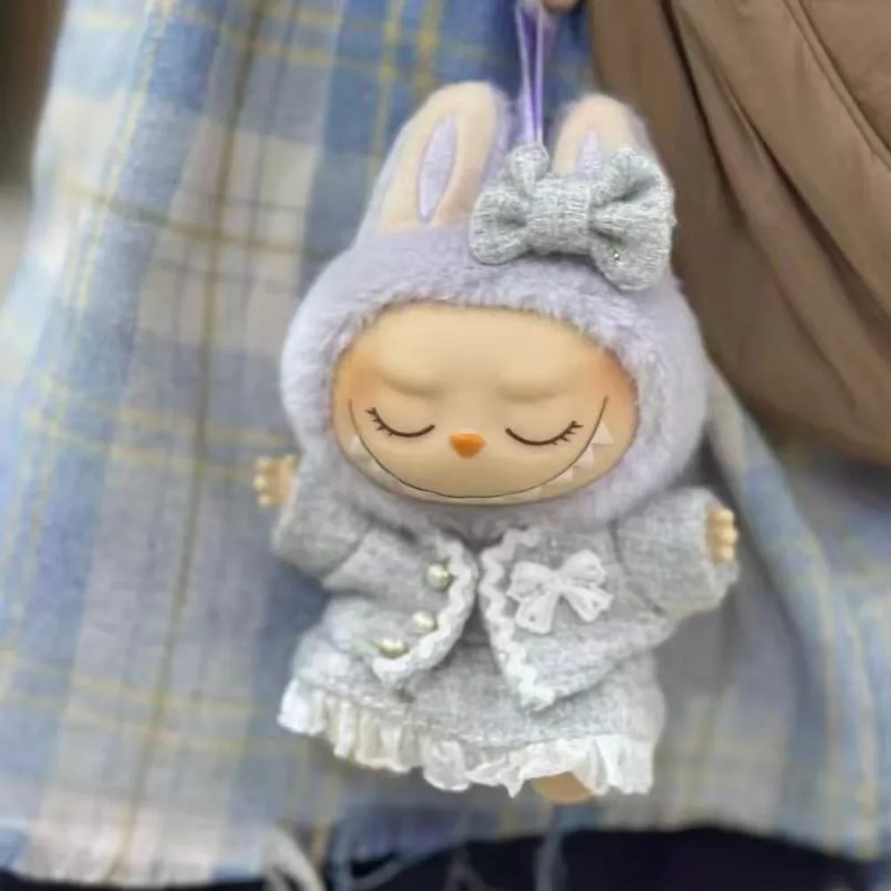 인형 옷 액세서리 라부부 옷 디자이너 흑백 체크무늬 드레스 세트 DIY 미니 인형 의류 소녀 선물