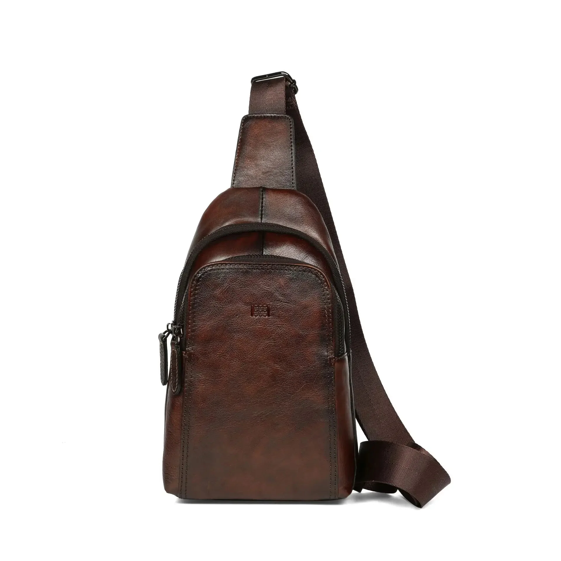 Retro Chest Bag Genuine Leather Men's Single Shoulder Backpack For Male Outdoor Packs Crossbody Sports s Men