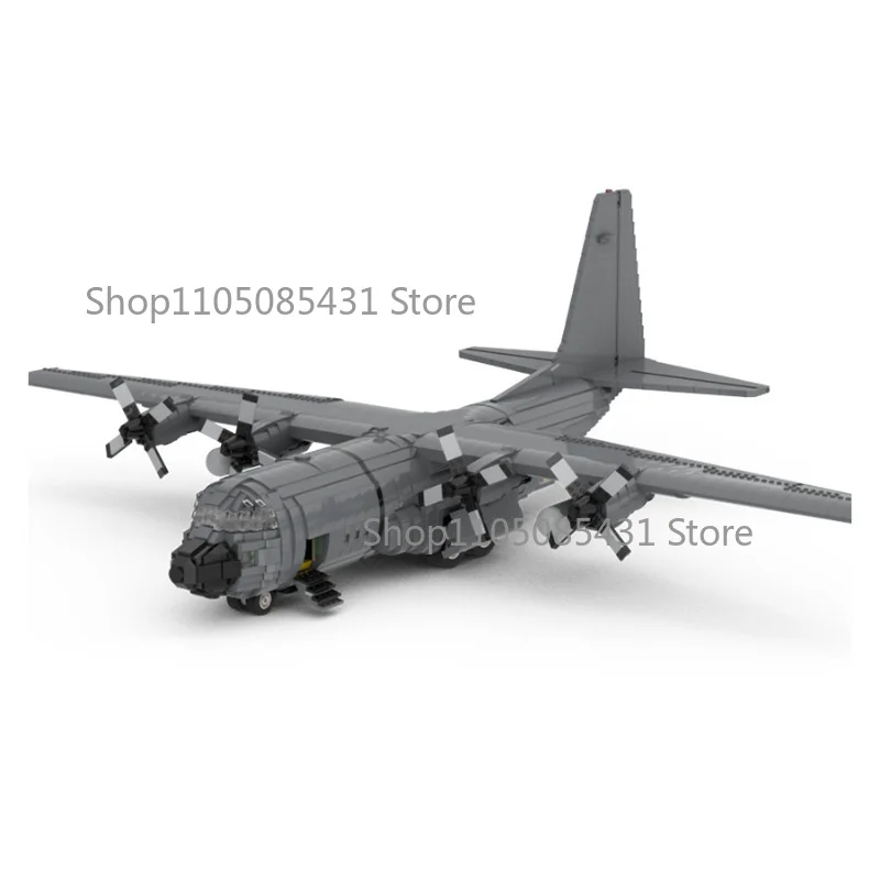 5485pcs Lockheed C-130 Heavy Transport Aircraft MOC Building Blocks, Military Propeller Plane Model With Detailed Structure