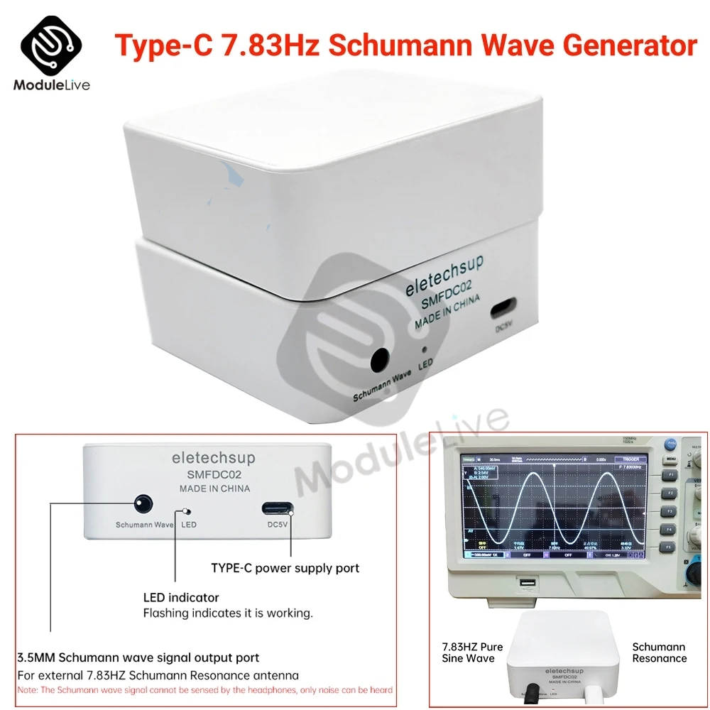 7.83Hz Schumann Wave Generator Ultra Low Frequency Pulse Generator Precise Frequency Schumann Resonator Helps Sleep Type-C