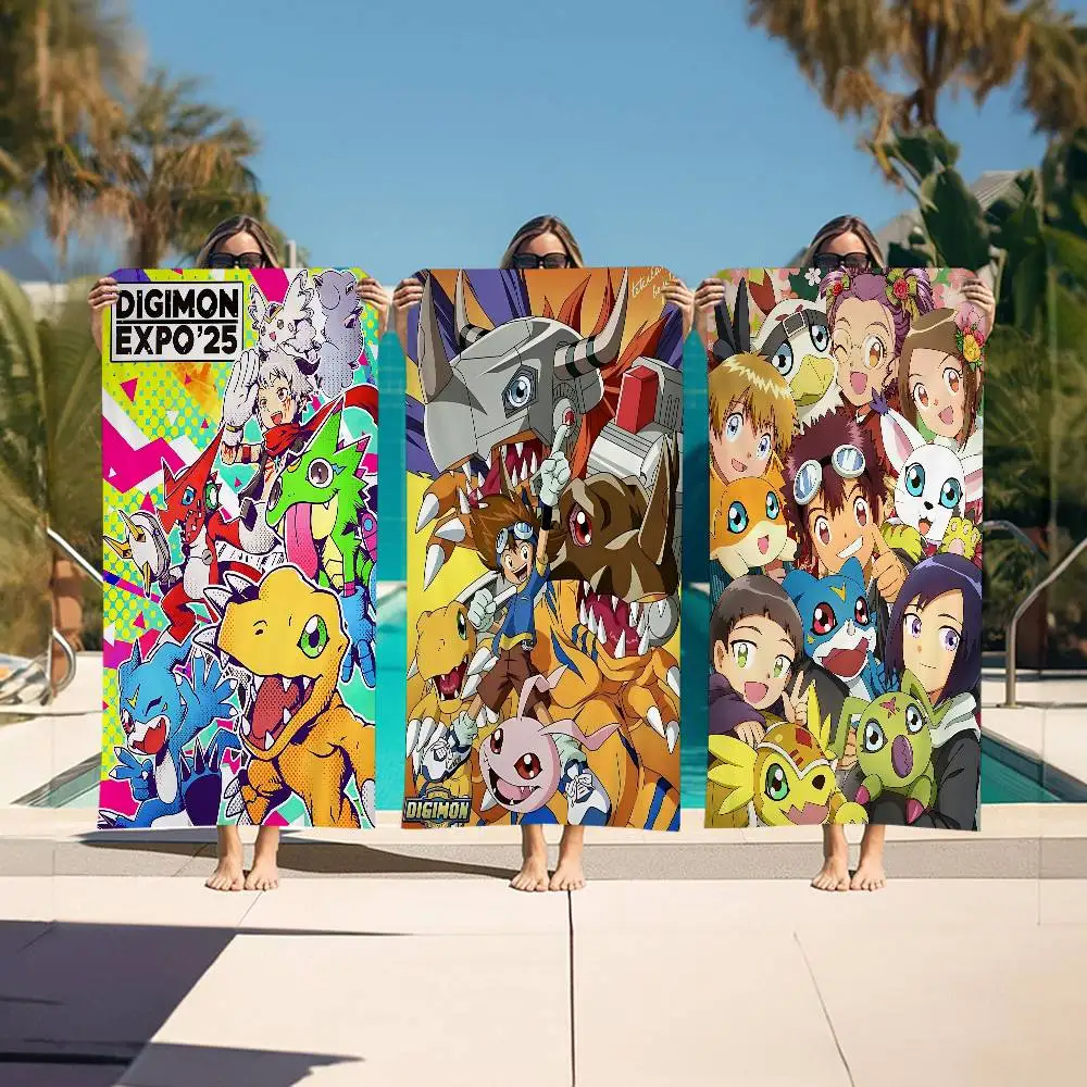 Toalla de playa clásica Virtual Pet Series D-Digimon, toallas de baño coloridas para niña, microfibra, secado rápido, playa personalizada sin arena
