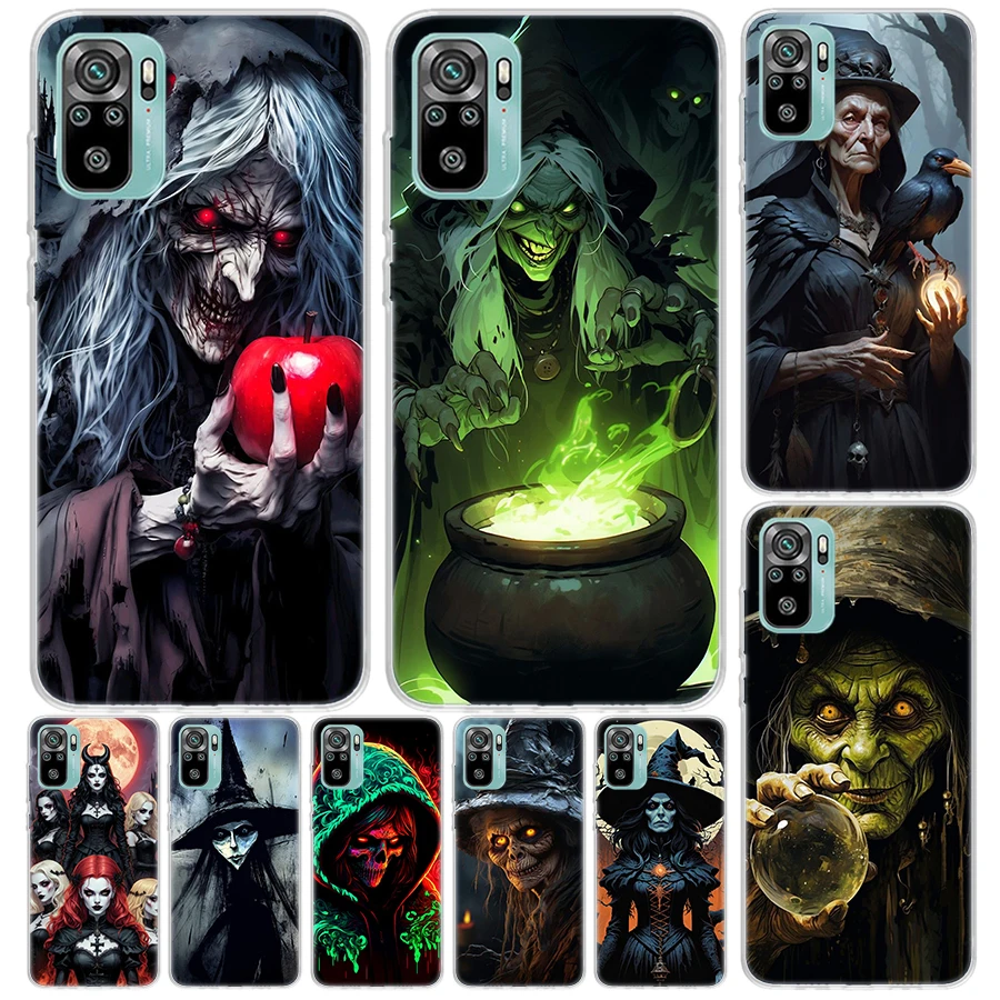 Funda de terror de bruja y Luna de Halloween para Xiaomi Redmi Note 10 9S 9 8T 8 Pro 7 5 Mi 9T 10T 11T 12T 11 12 Lite 12X A3 A2 A1 impresión Coq