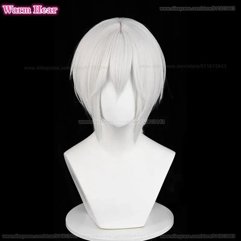 

qq34High Quality Tomoe Cosplay Anime Short 30cm Silver White WIth Ear Heat Resistant Hair Halloween Party Wigs +Free Wig