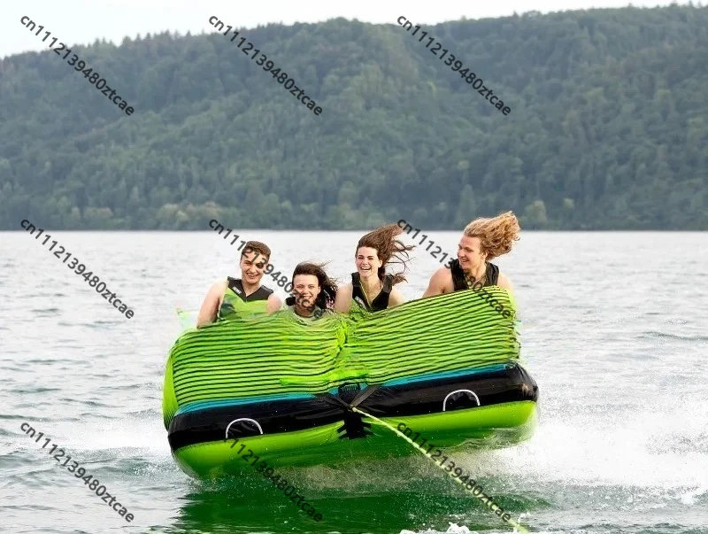 3 Person Thickened PVC Inflatable Drag Sofa, Durable Towable Water Skiing Ring for Outdoor Sea Water Sports Entertainment