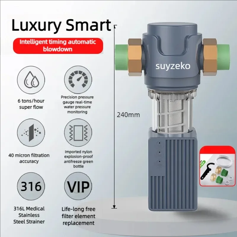 smart display Automatic Flushing Backwash Prefilter Spin Down Sediment Water Filter Central Whole House Purifier System