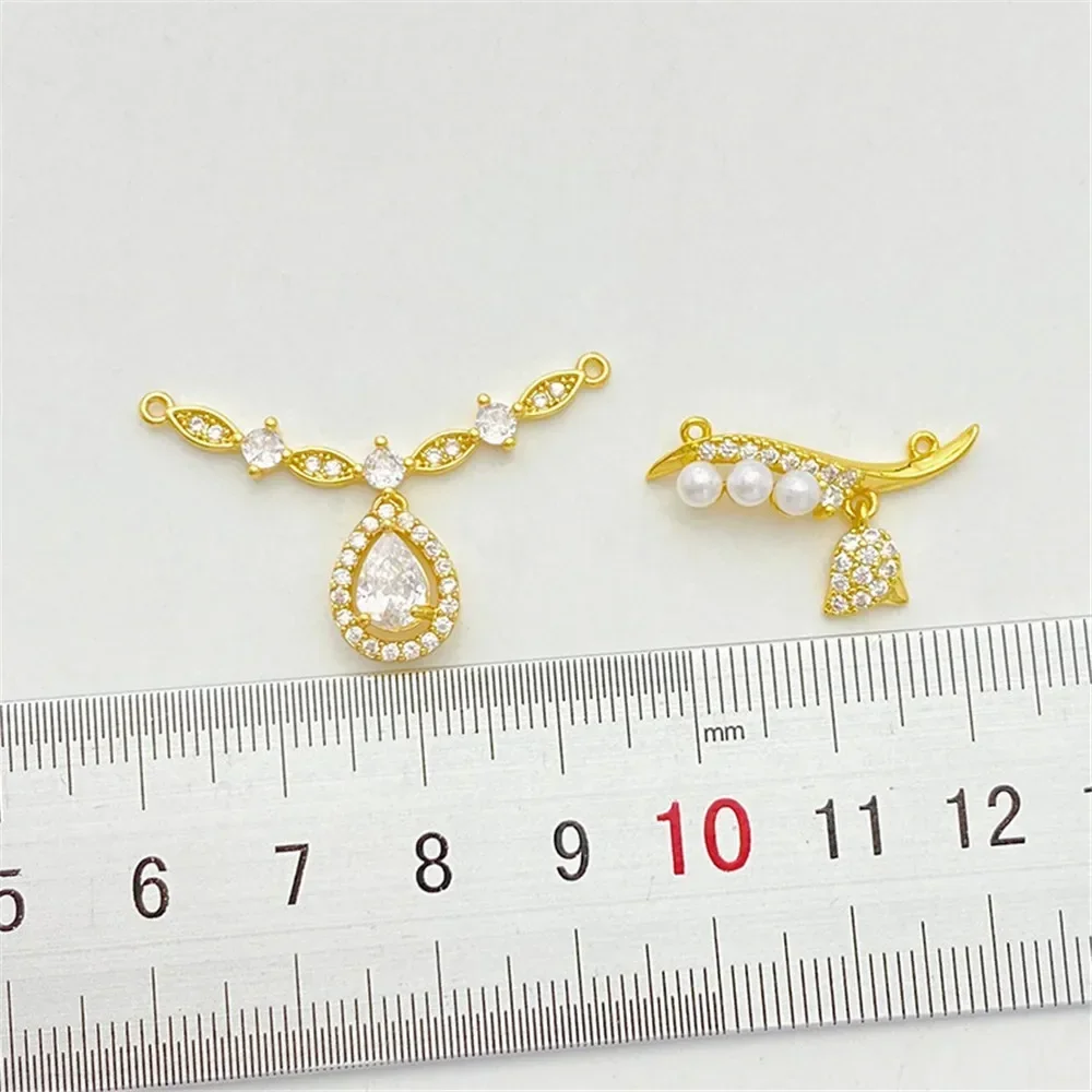 18K مطلية بالذهب زنبق الوادي قطرة الماء حلقة مزدوجة معلقة قلادة اليدوية سوار ذاتي الصنع قلادة مجوهرات اكسسوارات