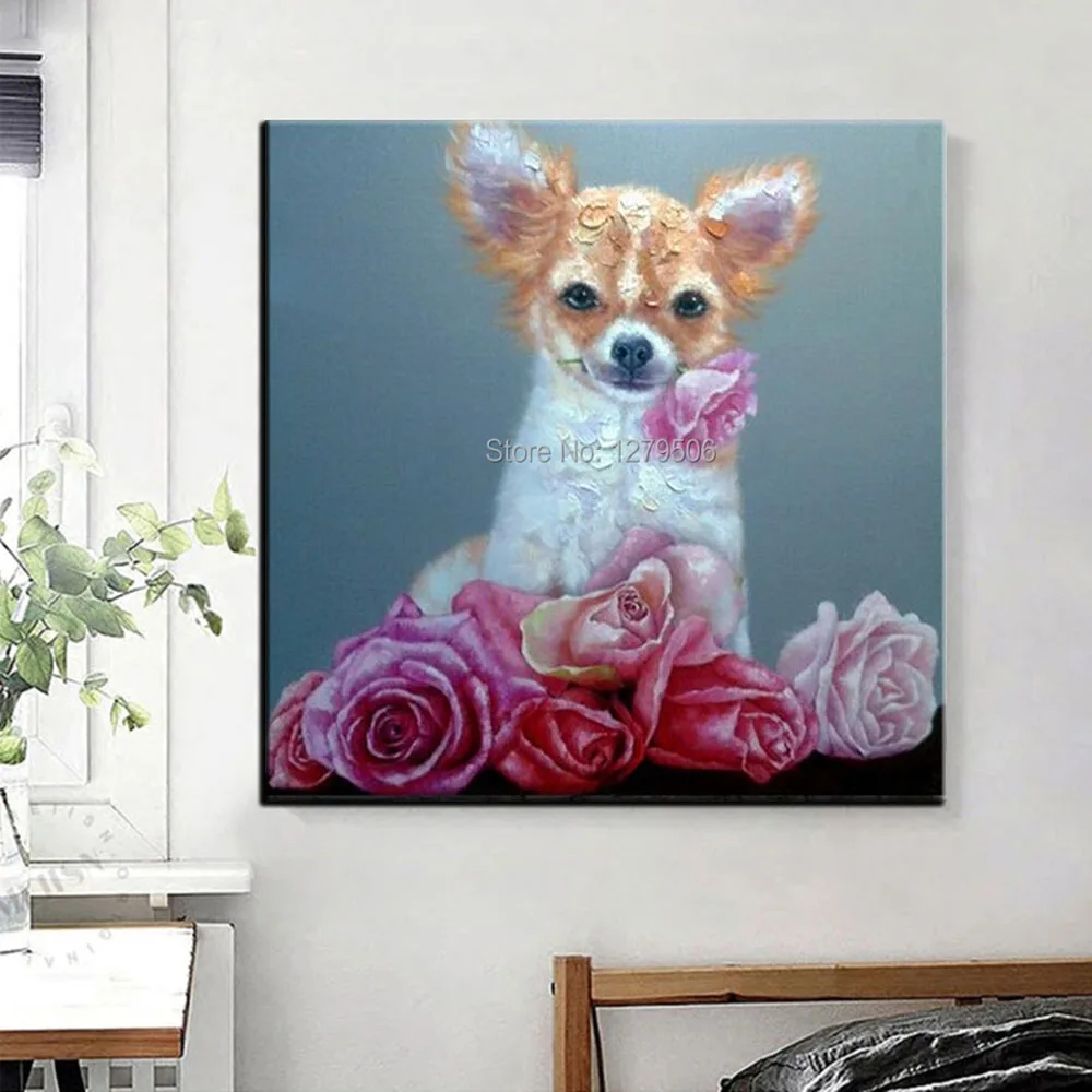 

Handmade Abstract Wall Art Modern Doggy Abstract Decor Lovely Animal Oil Painting Living Room Luxurious Decorative Painting