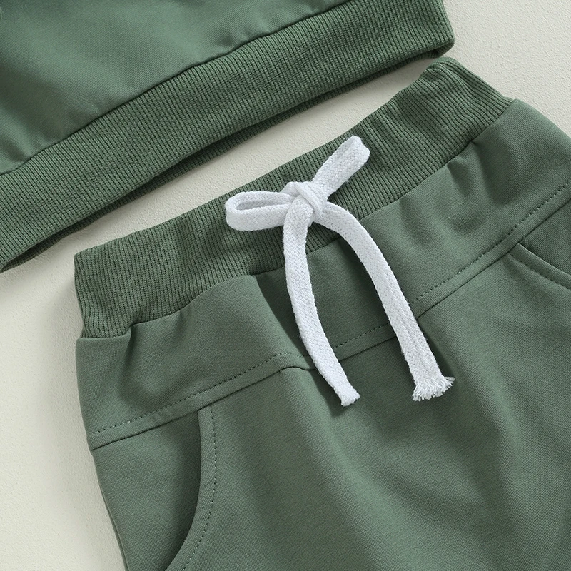 ملابس الخريف للأطفال الأولاد والبنات حديثي الولادة بأكمام طويلة بلون سادة وسراويل ملابس رياضية للرضع