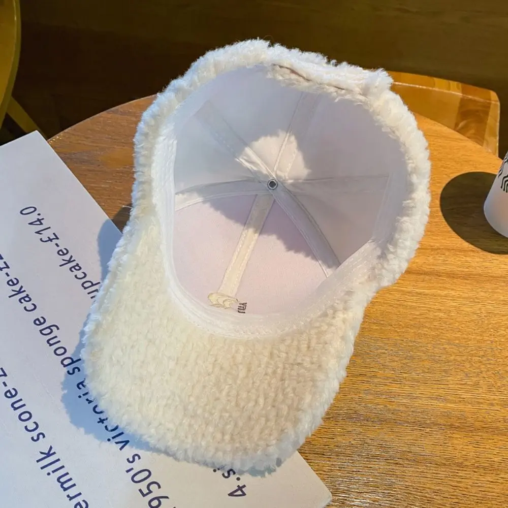 Fashion Letters Women's Hats Double R Keep Warm Baseball Cap Lamb Wool Thickening Plush Peaked Cap Winter