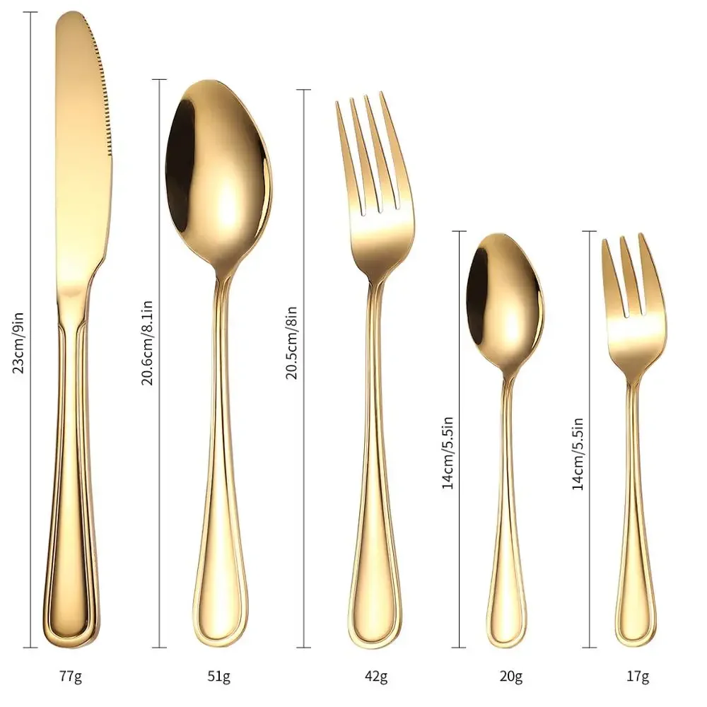 20Pcs RoseGold Cutlery Set Stainless Steel Dinnerware Set Colorful Knife Fork Coffee Spoon Tableware Kitchen Dinner Silverware