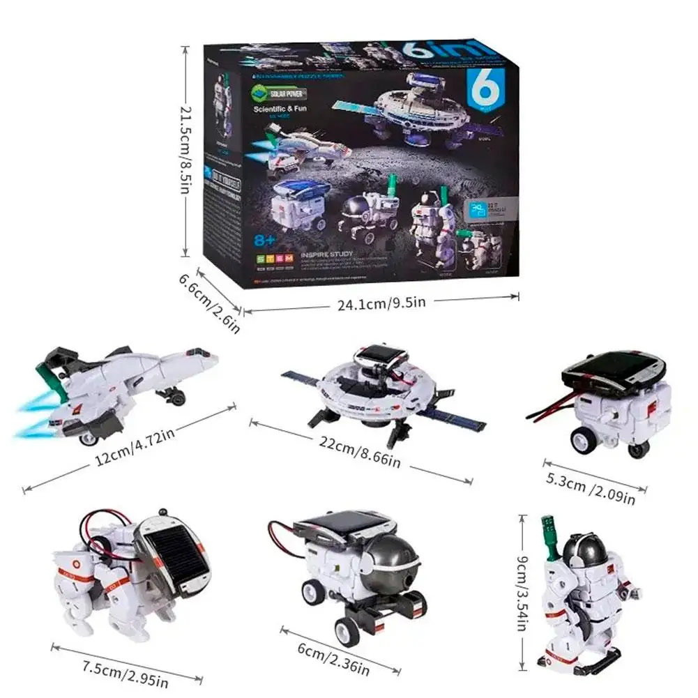 6In 1 الشمسية بناء لعبة المكعبات ألعاب تعليمية تفاعلية الشمسية روبوت الفضاء اللعب الهدايا 8-14 سنة في سن المراهقة بنين بنات