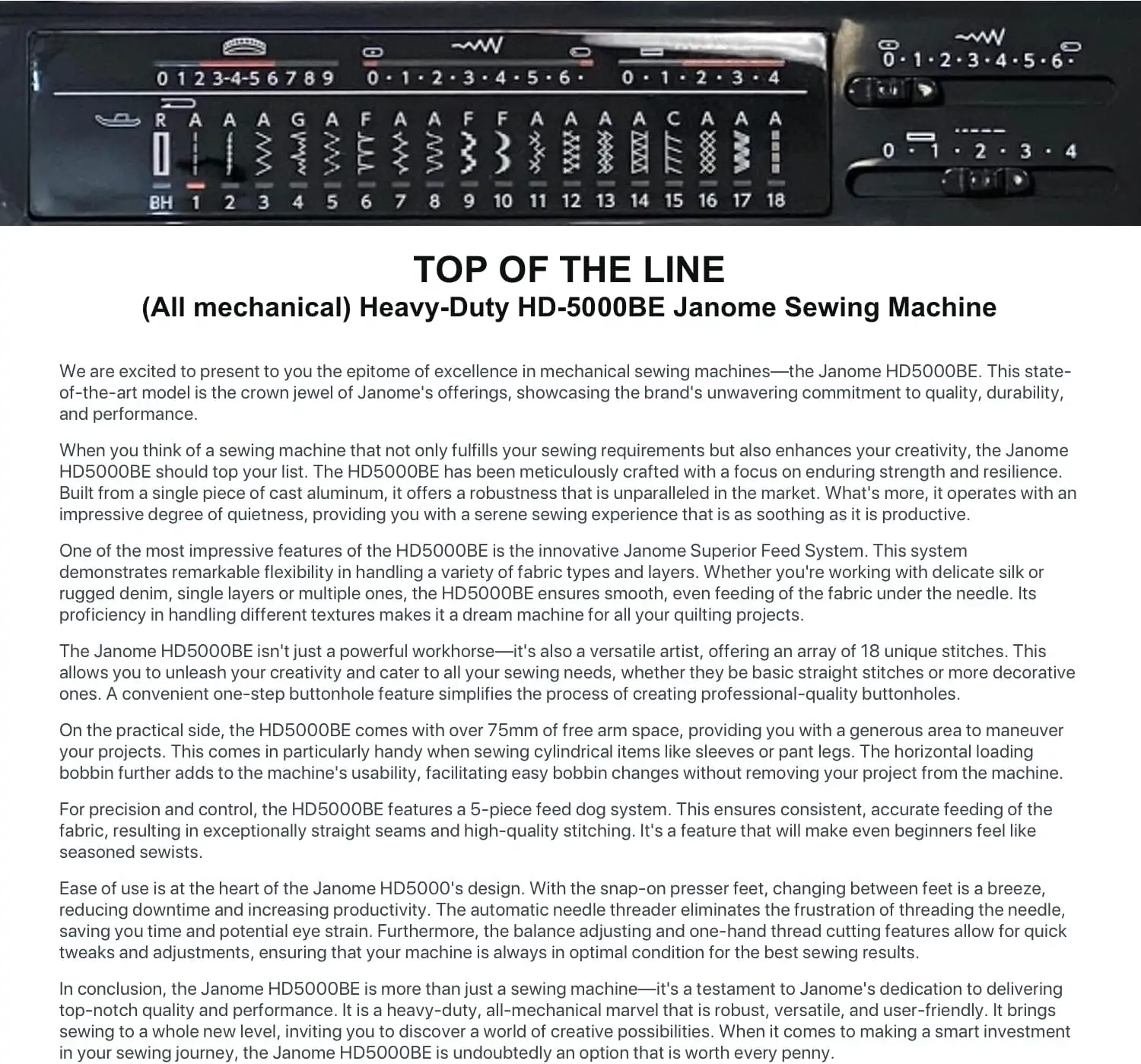 ماكينة خياطة شديدة التحمل HD-5000 ذات إصدار أسود مع جسم من الألومنيوم، 18 غرزة، ذراع مجاني، وخيط إبرة مدمج