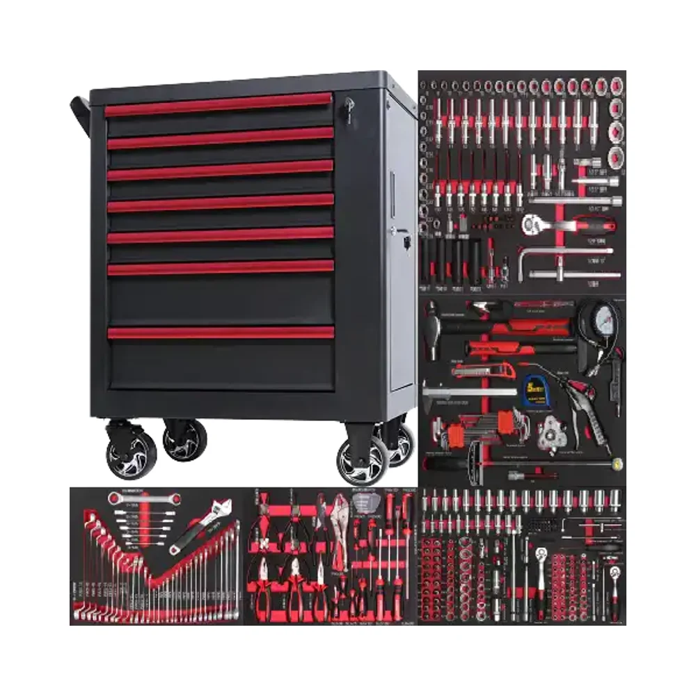248-Piece Steel Iron Tool Box Hand Tool Sets Powder Coated Roller Cabinet Trolley Workshop Garage Storage OEM Customization