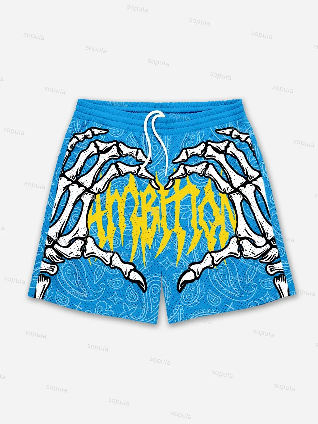 

Ambition Skull Hand Cashew Flower Graphic Shorts Loose Basketball Gym Breathable Shorts Fitness Training Workout Male Shorts