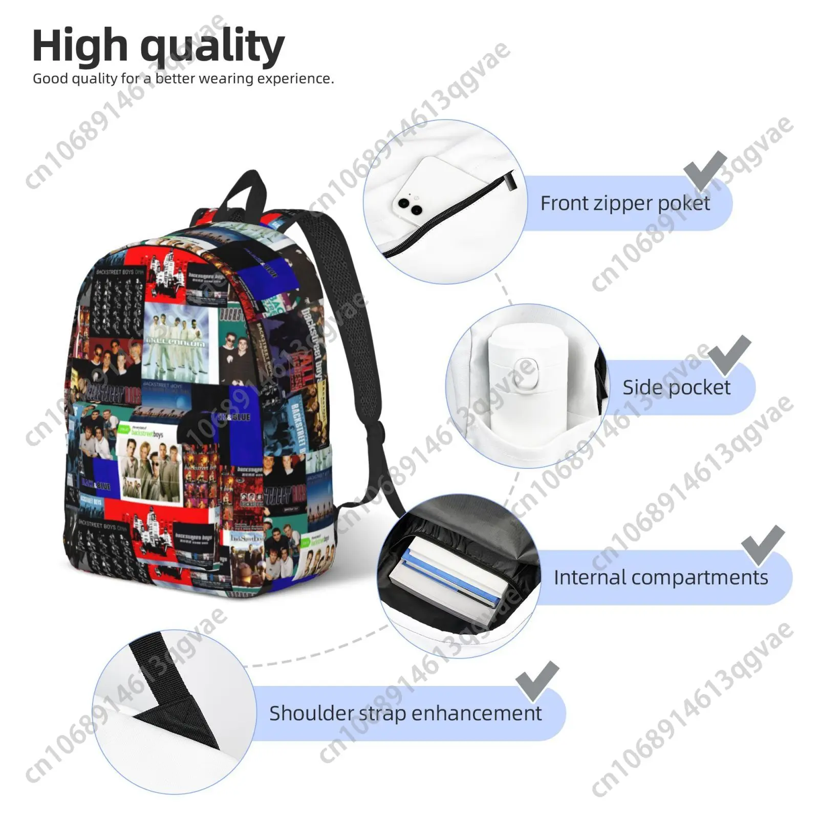 Hot Band Backstreet Boys BSB Custom Canvas Lightweight Backpack Fashion Durable Student Men Women Business Daypack