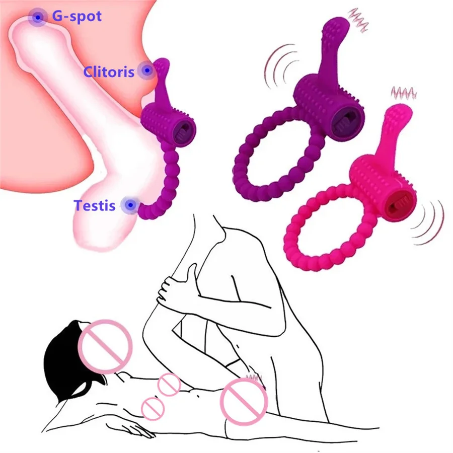 Vibrating Penis Ring Penis Erect Erection Enhance Cock Ring Vibrator Clitoral Stimulator Sex Toys For Men Women Masturbators