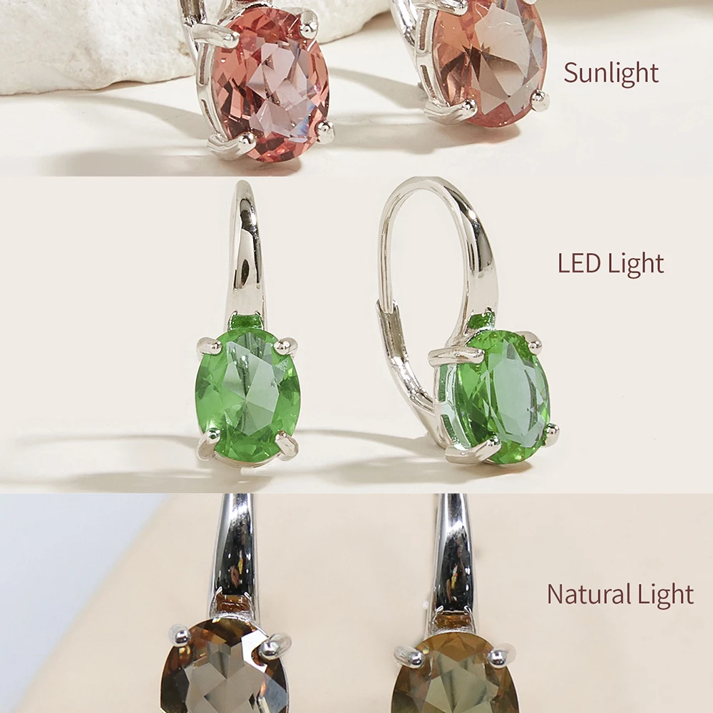 925 Sterling Silver Simple Clasp Earring OV7*9mm Color Change Zultanite Gemstone Fine Jewelry for Women Nice GI