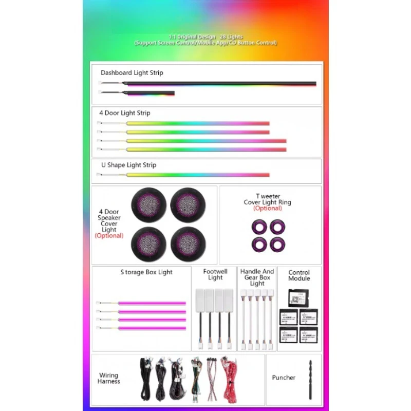X6 G06 Speaker Cover RGB Dynamic LED Atmosphere Strip, 64 Color Interior Ambient Lamp Fit Large SUV Door Trim Air Vent Upgrade P