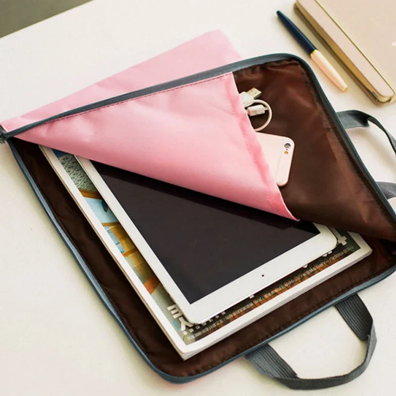 Borsa per laptop alla moda con cerniera Borsa per documenti A4 multistrato in tela Borsa per documenti ufficiale in tessuto di nylon