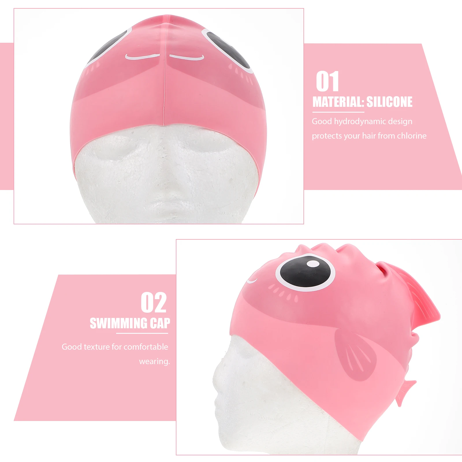 

Silicone Swim Cap Cartoon Swimming Hat Soft Stretch Waterproof Swimcap for Lightweight Ear Protection Swim