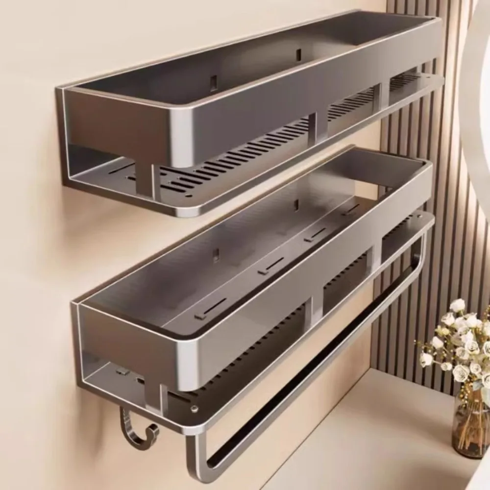 

Нержавеющие полки для ванной комнаты, износостойкие, влагостойкие, с крючками, органайзер для душа, стеллаж для хранения в ванной