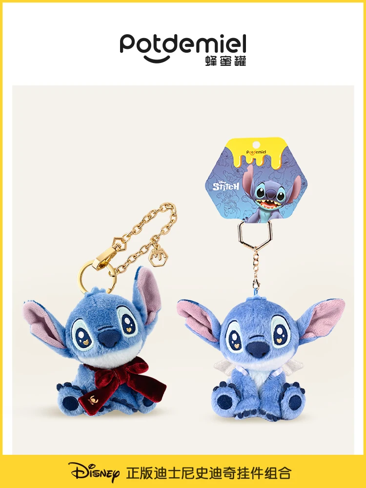 Zaino ufficiale Disney Stitch con bambola di peluche, portachiavi con braccio mobile, ornamento da appendere per borsa da scuola, regalo di compleanno per ragazza