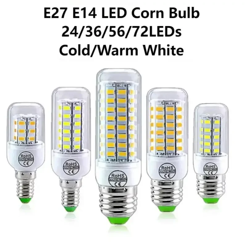 

E27 E14 LED Light Bulbs 5730SMD 220V Corn Bulb 24/36/56/72LEDs Lampada Ampoule Indoor Spotlight For Home Decoration Led Light