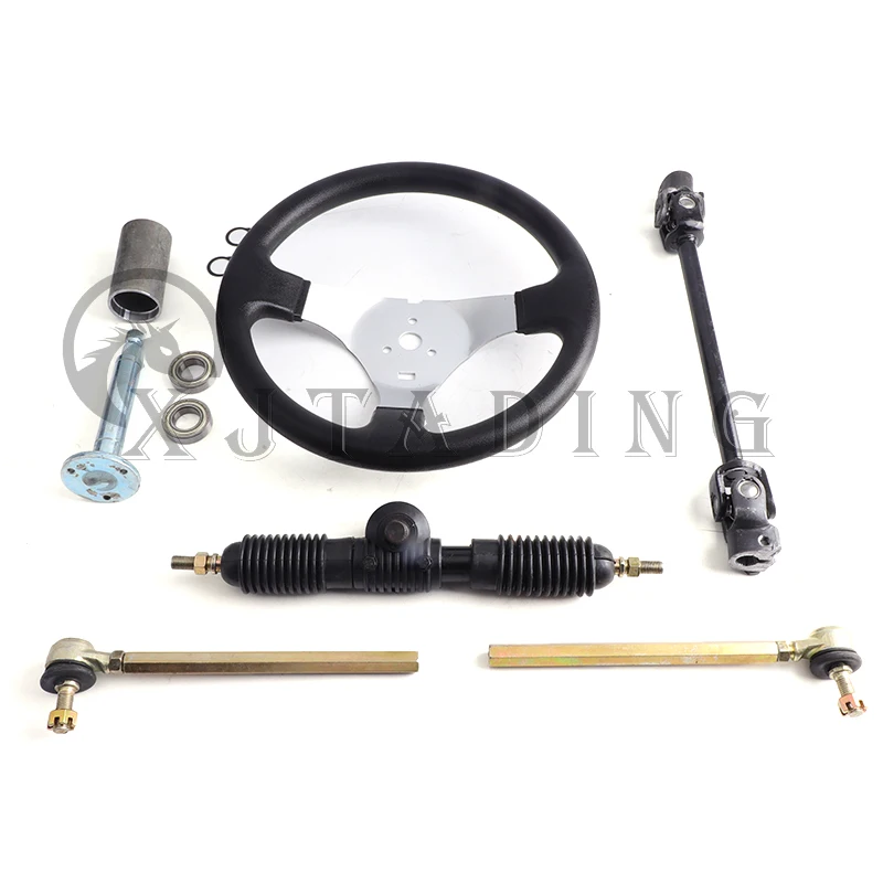 ATV 300mm Steering Wheel 320mm Gear Rack Pinion 380mm U Joint Tie Rod Knuckle Assy For DIY Go Kart Buggy UTV quad Bike Parts