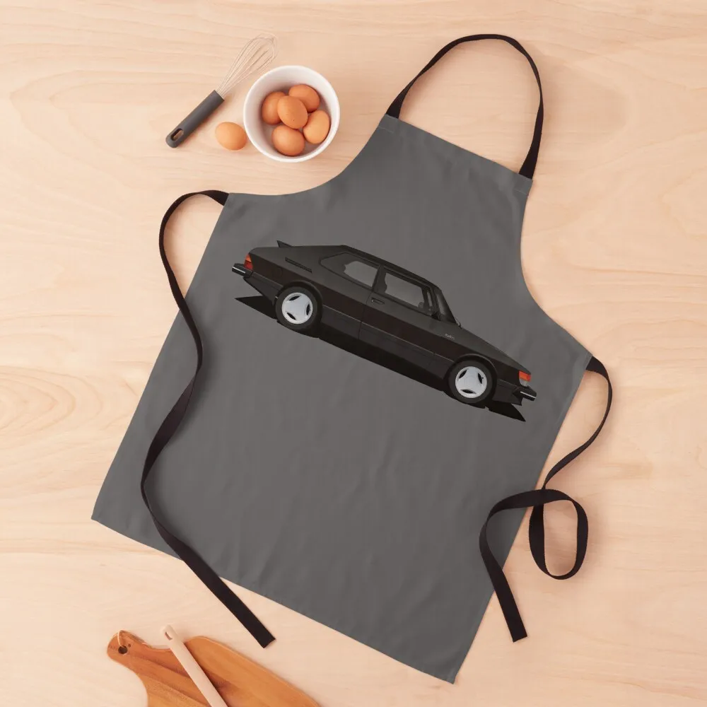 Saab 900 Turbo Aero - black - illustration Apron for women with pocket Kids Things For Kitchen men's barbecue Apron