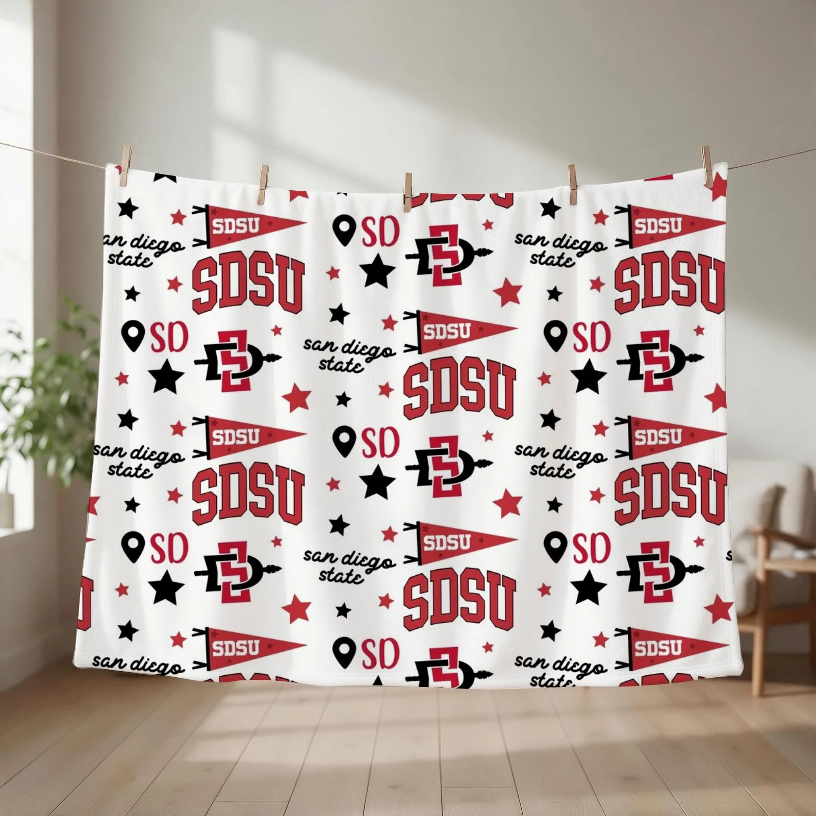 sdsu - san diego state sticker pack Throw Blanket couch cozy soft plush fuzzy picnic outdoor blanket