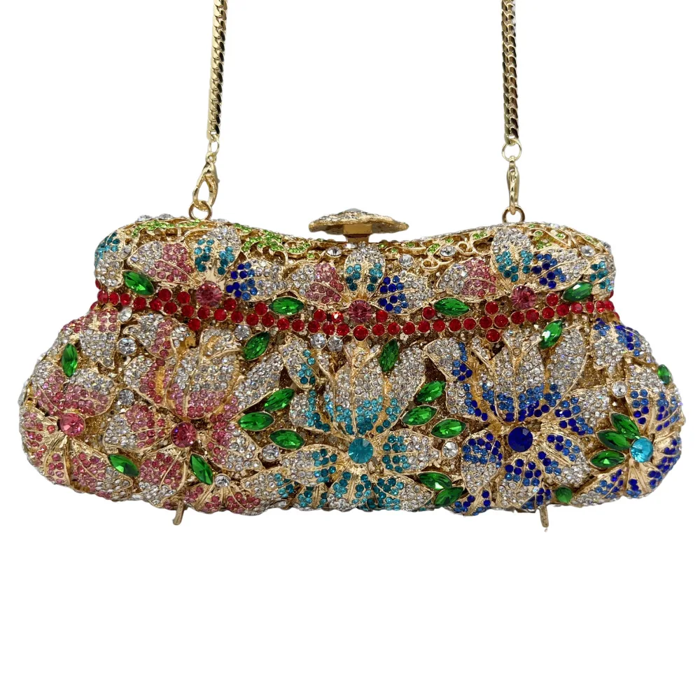 

Handmade Diamond-encrusted Dinner Bag Hollow Metal Hard Box Full Of Diamonds Hand-held Women's Bag Stone Clutch Bolsos De Fiesta