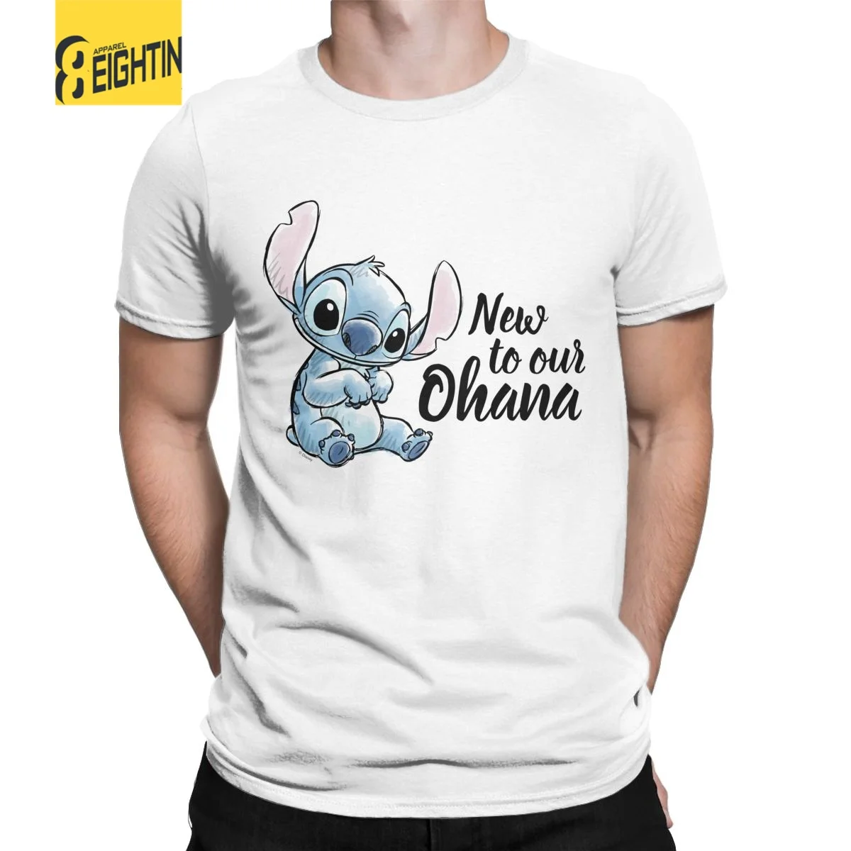 Men's Lilo & Stitch New To Our Ohana Baby T Shirt 100% Cotton Clothes Novelty Short Sleeve Crewneck Tee Shirt Plus Size T-Shirt