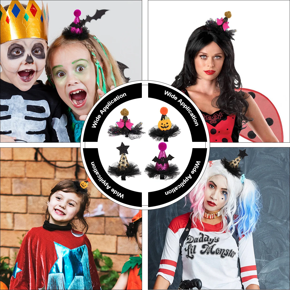 

4 шт., заколки для волос на Хэллоуин, шляпа ведьмы с тыквой, легкие удобные боковые заколки для волос для вечеринки в честь фотосессии на Хэллоуин