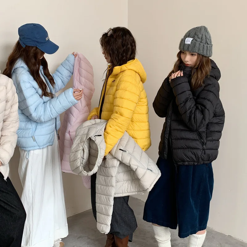 Women Autumn Winter New Light Cotton Jacket Women Hooded Cotton Coat Jacket Outdoor Casual Hooded Softshell Cotton Jacket