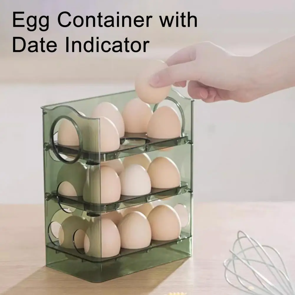 Kitchen Egg Storage Box Three-tier Egg Organizer with Date Indicator Refrigerator Egg Storage Box for 30 or 18 Eggs for Fridge