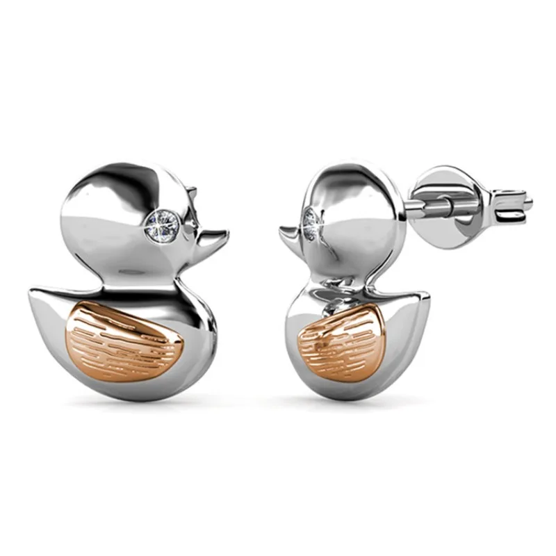 

Daisini Duck Stud Earrings with Swarovski Crystals for Women Cute Animal Lover Jewelry Cartoon Stud Earrings Girls Ear Piercing