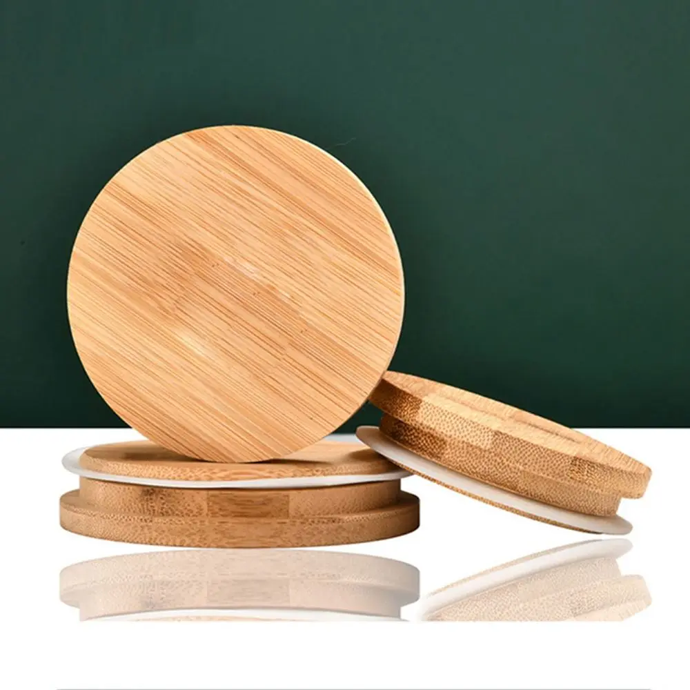 

Wood Grain Clear Customizable Reusable Wooden Silicone Ring Bamboo Cover Storage Tank Cup Lid Tea Set Accessories