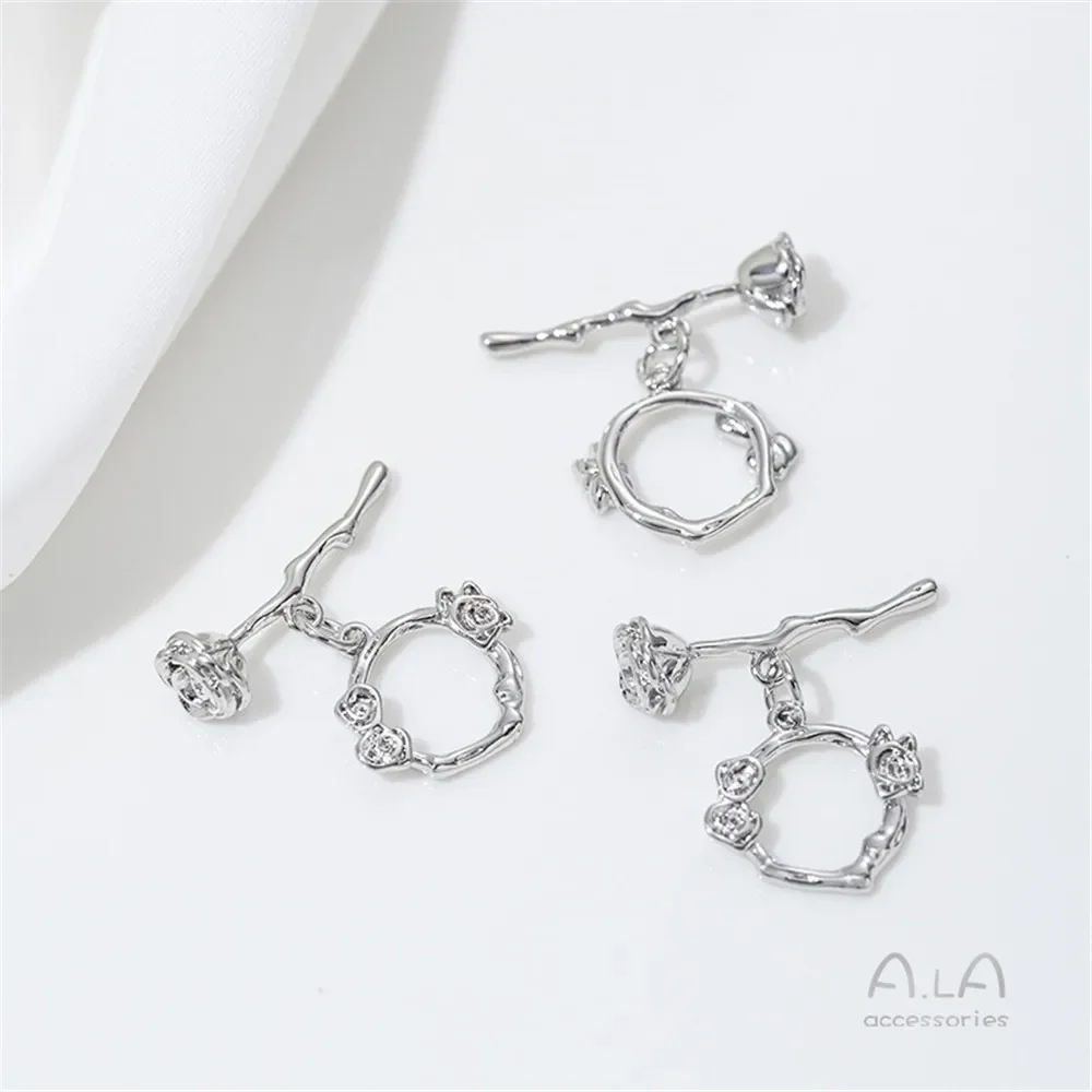 14K Gold-plating Rose OT Buckle Wreath Branch Connection End Buckle DIY Handmade Necklace Jewelry Buckle Accessories