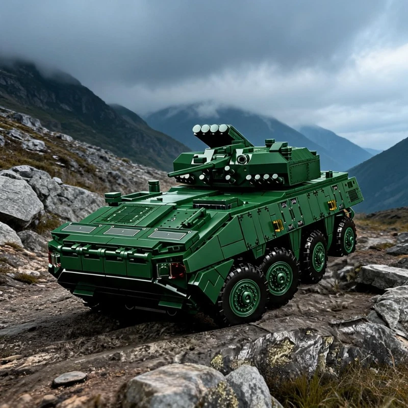 ZBL-19 wheeled assault vehicle building blocks, armored personnel carriers, children's puzzle assembly toys, boys' handmade DIY