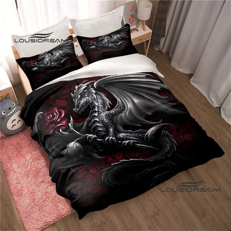 Dragon Rose Quilt Cover Pillowcase 3D Printing Fashion Boy Girl Creative Home Decoration Queen King size Quilt Cover bedding